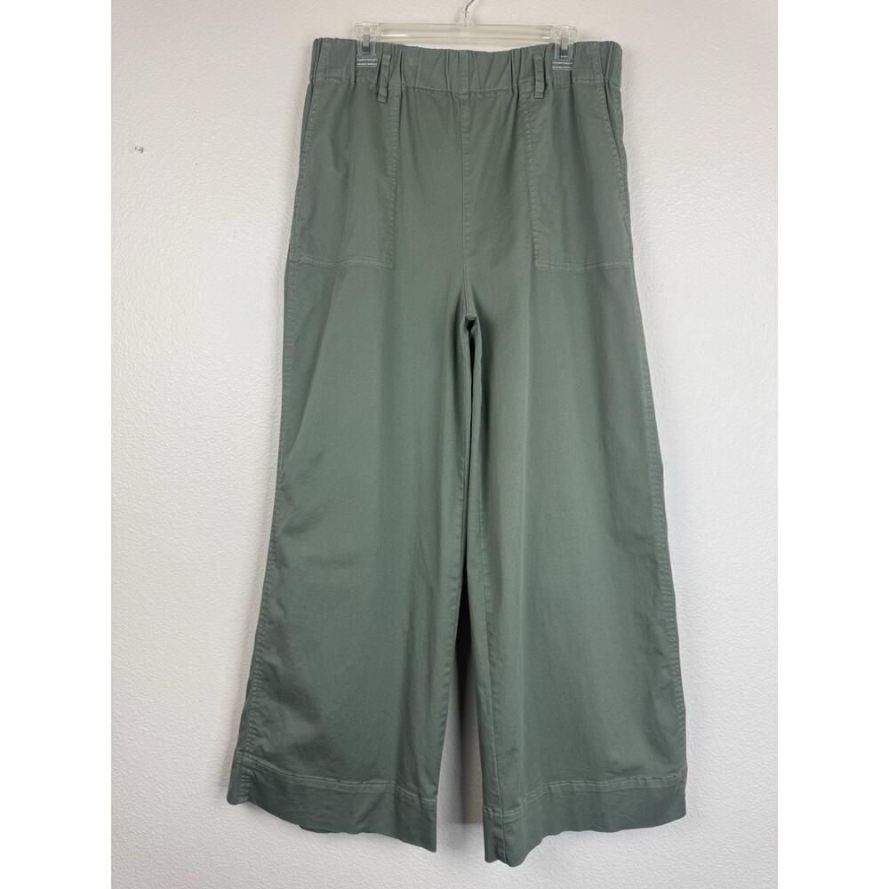 J.Crew Casual Pull On Wide Leg Stretch Cotton Twill Chino Pant Olive Green XLT